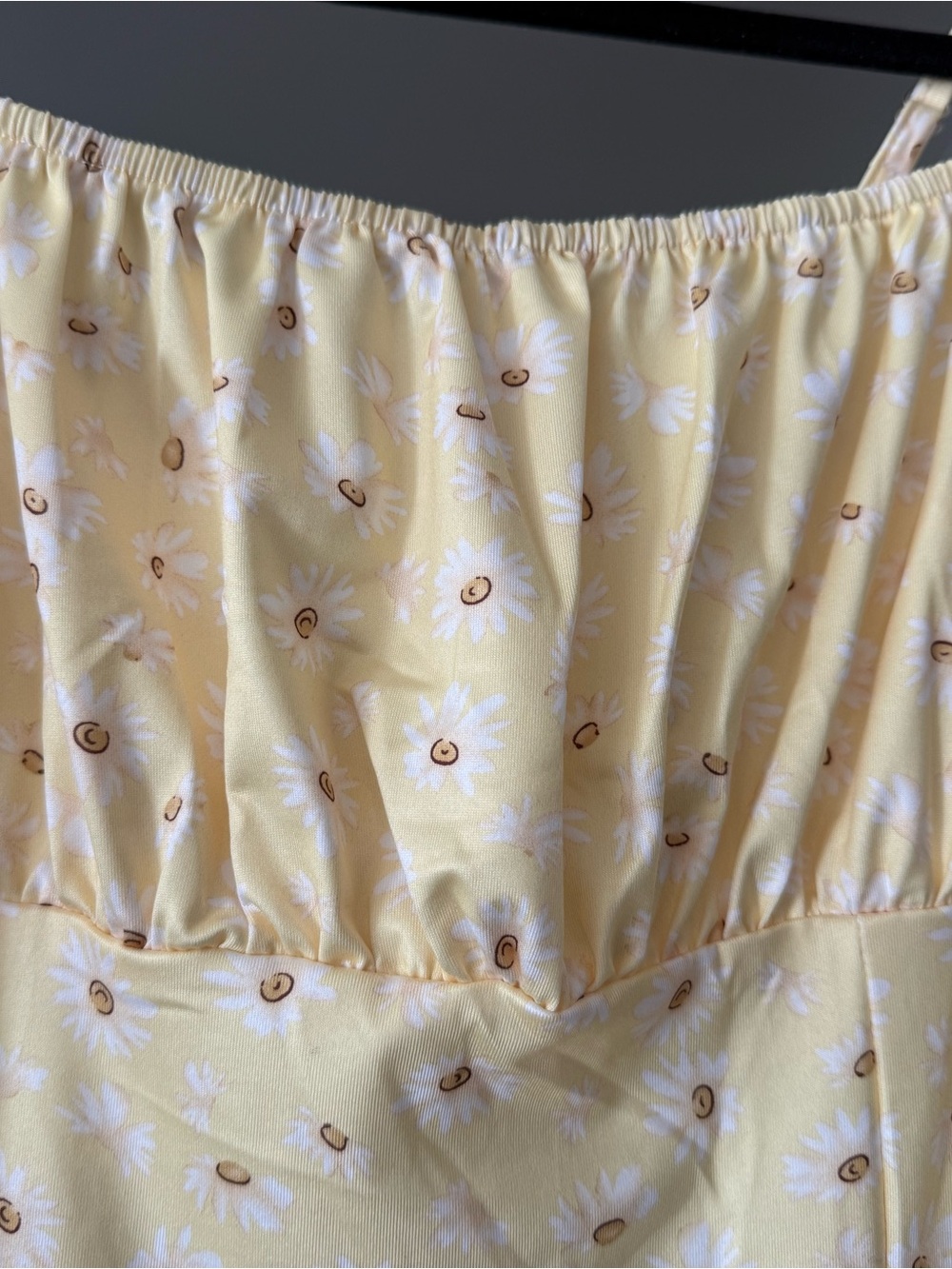 Yellow Floral Midi Slip Dress with Side Slit - Picture 2 of 4